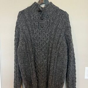 L.L.Bean Men's Heritage Wool Ireland Fisherman's Cable Knit Henley Sweater XL